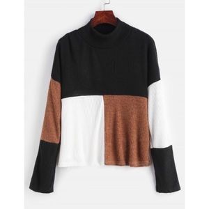 Mock Neck Color Block Sweater